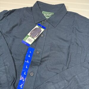 Woolrich 100% Cotton Chamois‎ Shirt Long Sleeve Men's Large Blue NWT